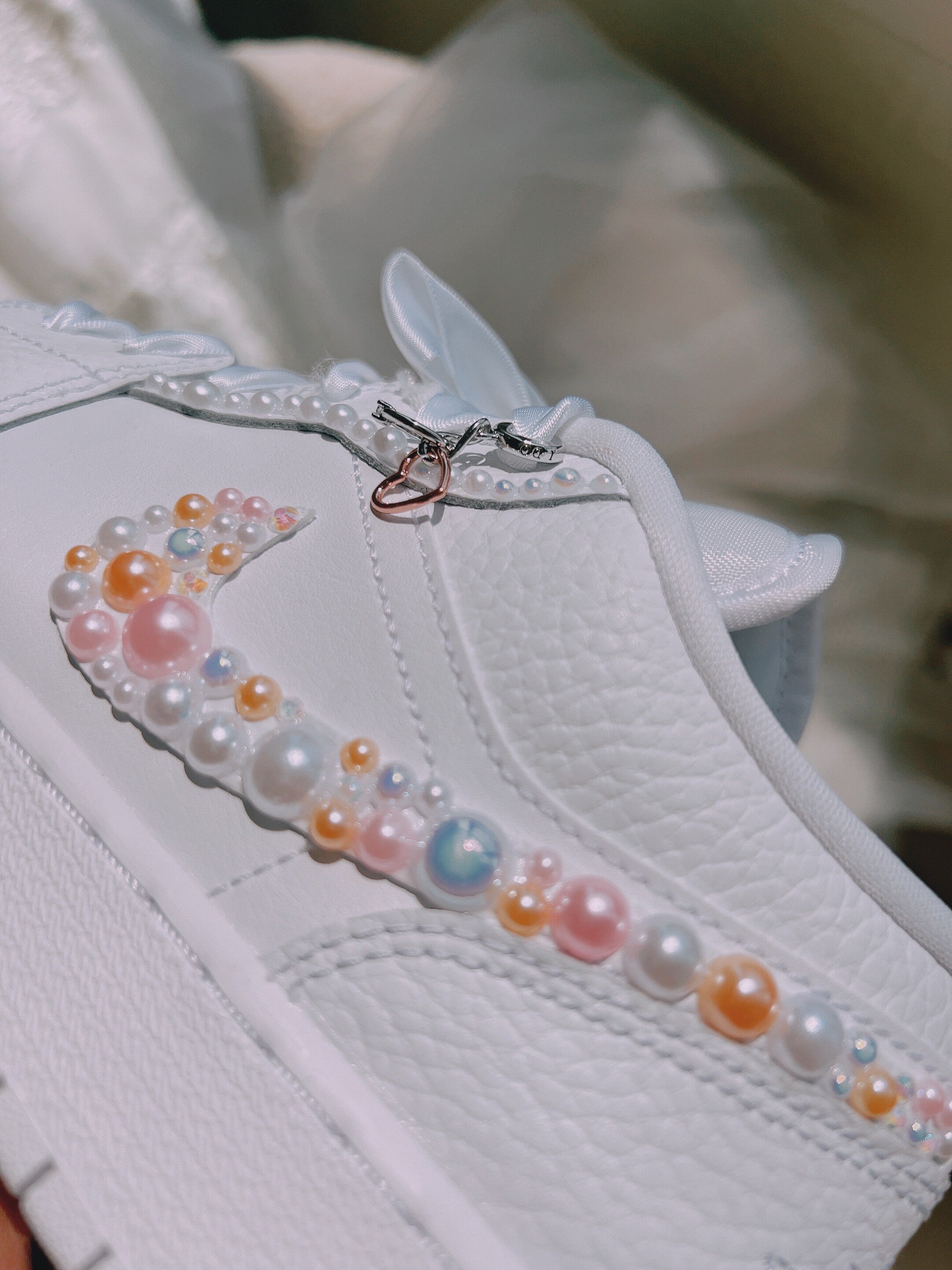 Wedding Shoes Custom Jordan Air Jordan 1 Low Multicolor Pearls