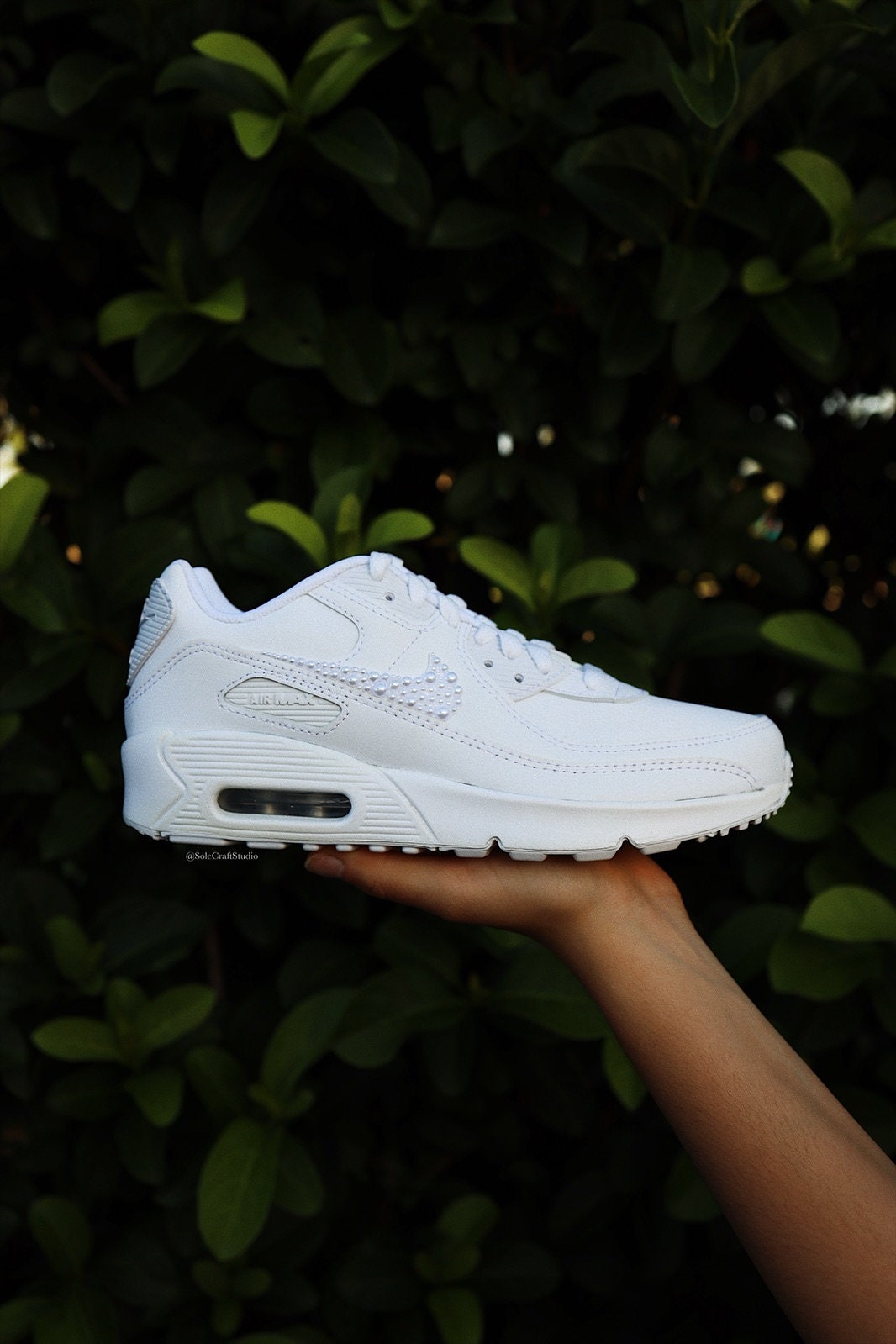 Wedding Shoes For The Bride Personalized Custom Air Max 90 Pearls Swoosh