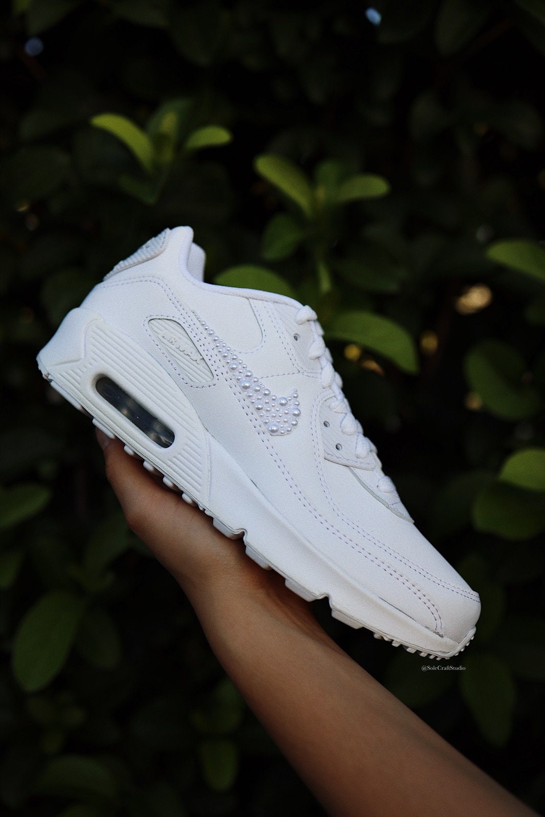 Wedding Shoes For The Bride Personalized Custom Air Max 90 Pearls Swoosh