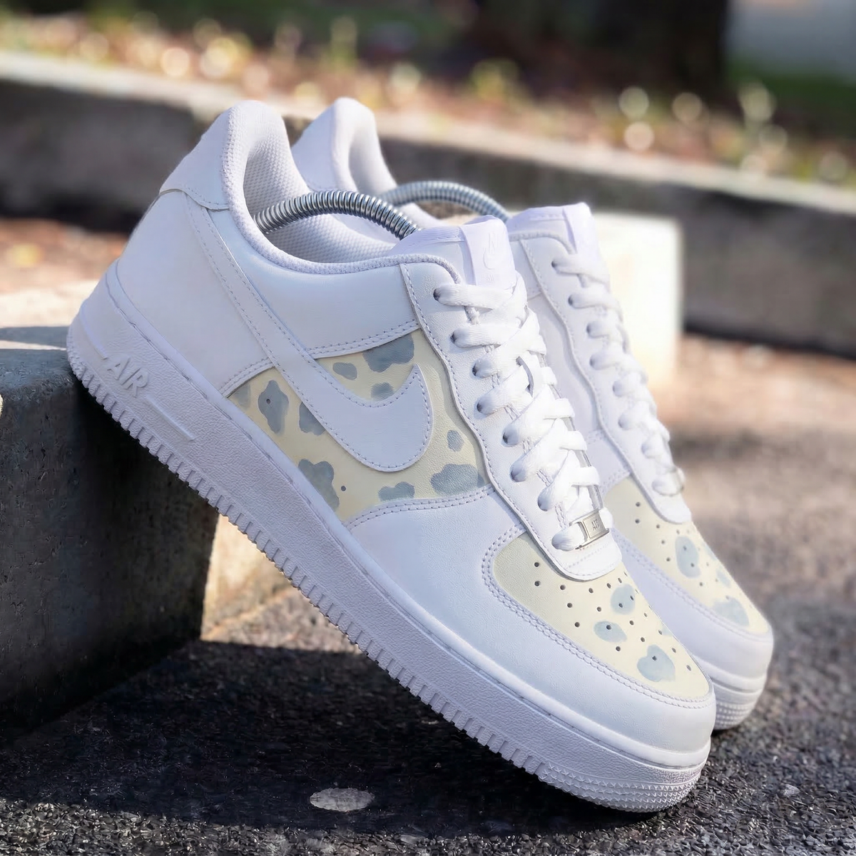 Custom Air Force 1 Baby Blue Spots Pale Yellow – Unite Custom