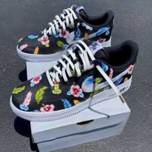 Custom Air Force 1 Black Floral Design