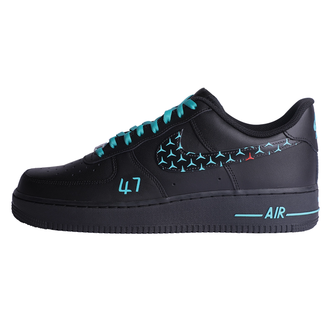 Custom Air Force 1 Black Teal Jet Pattern