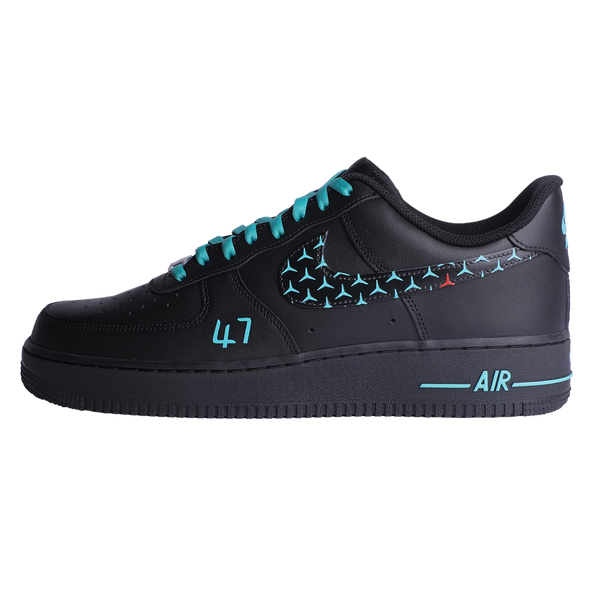 Custom Air Force 1 Black Teal Jet Pattern
