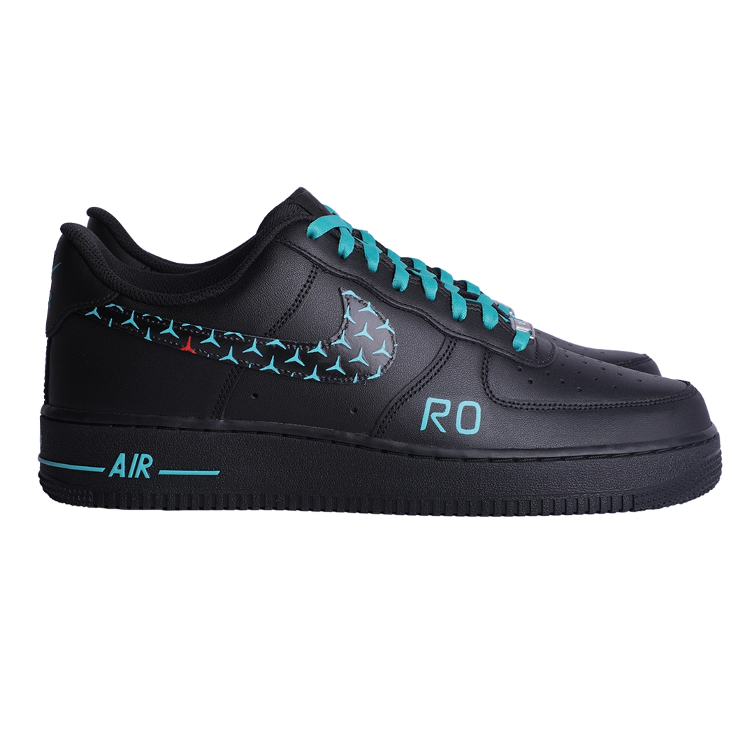Custom Air Force 1 Black Teal Jet Pattern