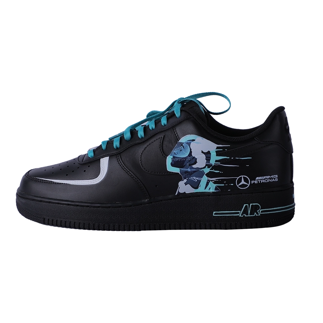 Custom Air Force 1 Black Teal Pattern