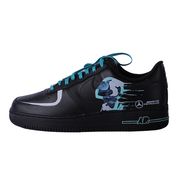 Custom Air Force 1 Black Teal Pattern