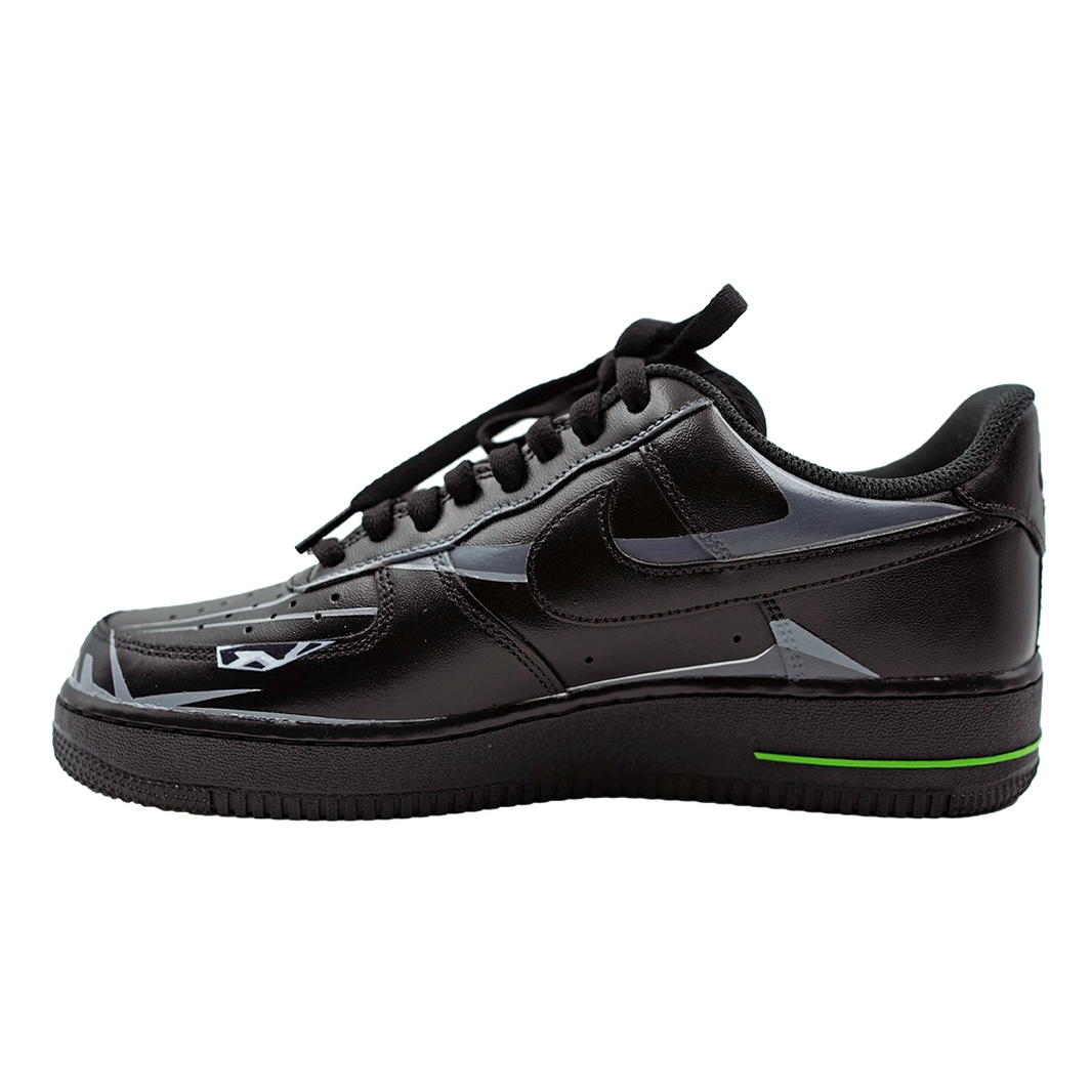 Custom Air Force 1 Black With Gray Geometric Patterns