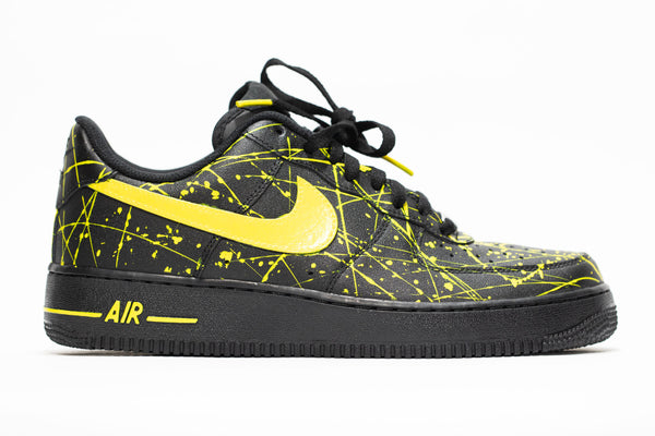 Custom Air Force 1 Black Yellow Splatter Pattern