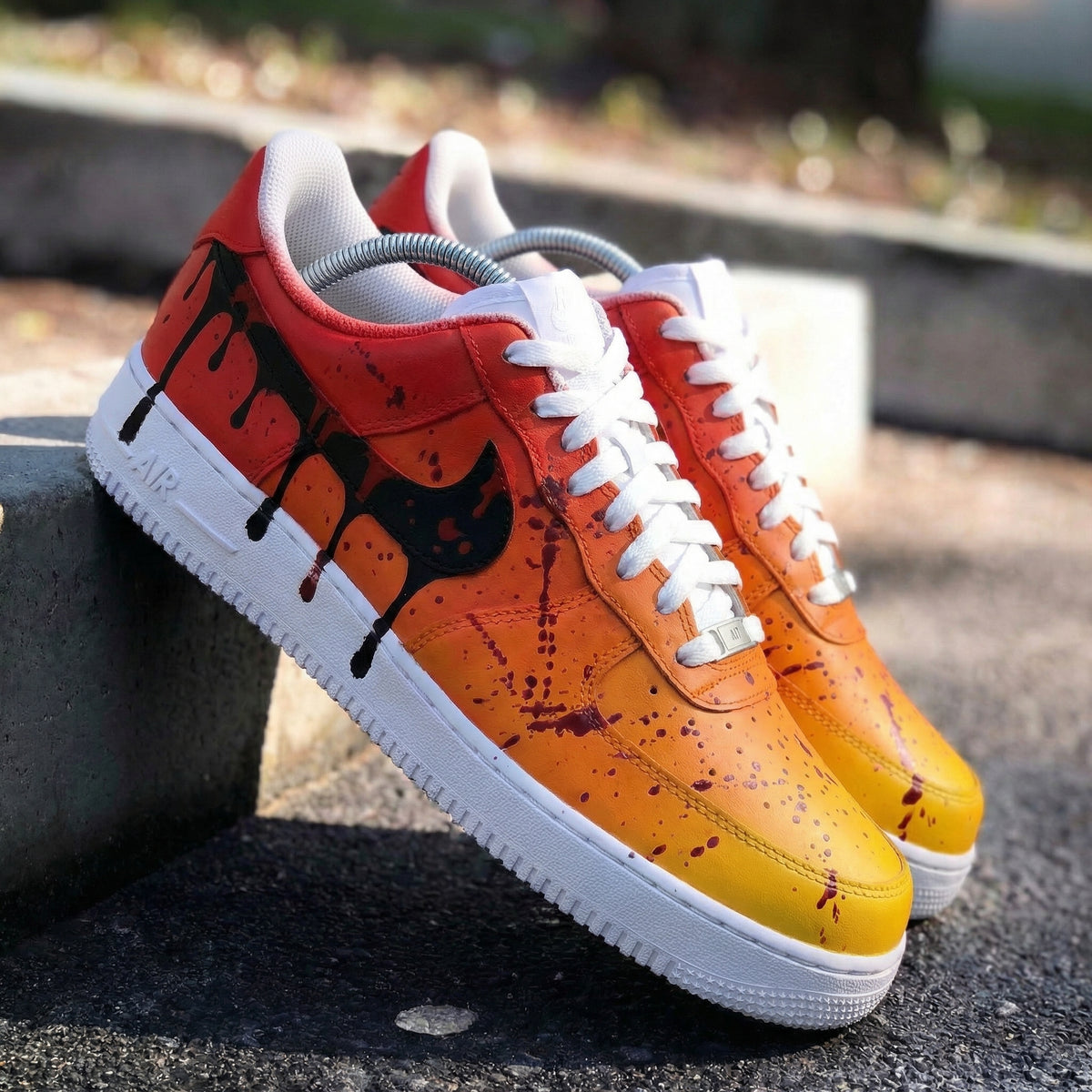 Custom Air Force 1 Drip Pattern Orange Red – Unite Custom