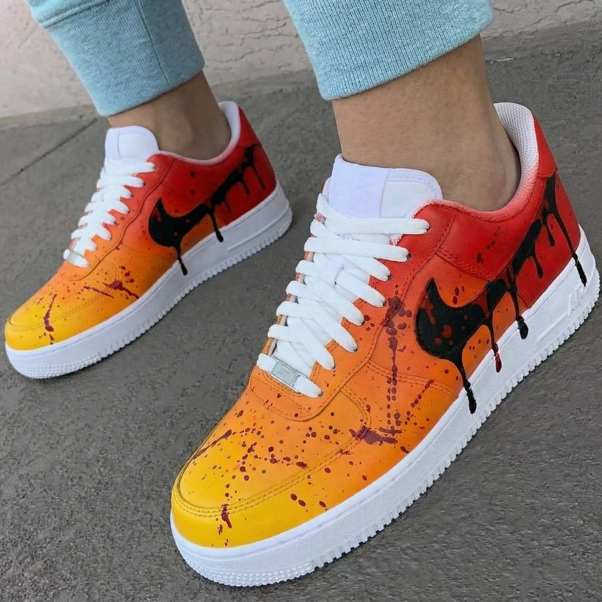 Custom Air Force 1 Drip Pattern Orange Red – Unite Custom