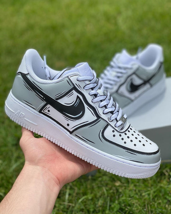 Custom Air Force 1 Grey Cartoon Pattern