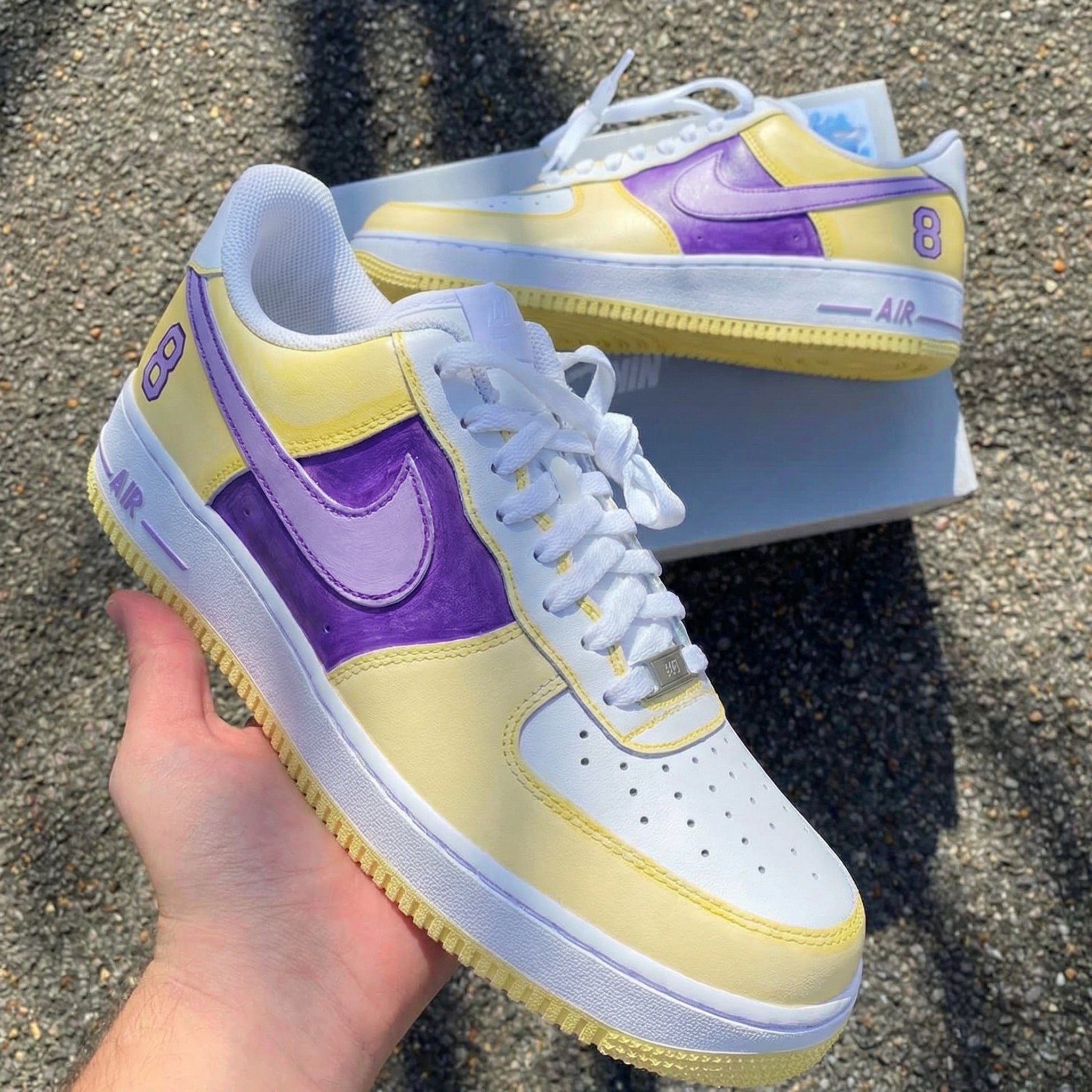 Custom Air Force 1 Number 8 Theme Yellow Purple – Unite Custom