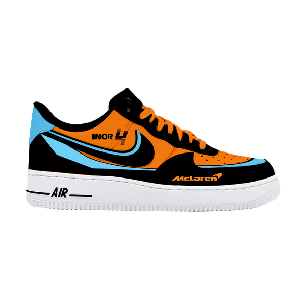 Custom Air Force 1 Orange Black Blue Mclaren Logo