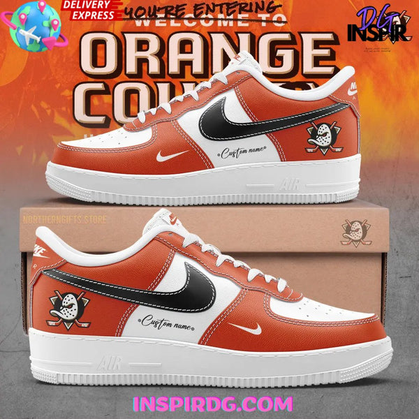 Custom Air Force 1 Orange Hockey Pattern