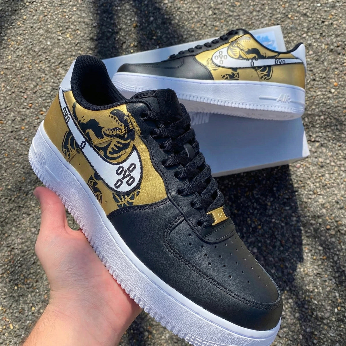 Custom Air Force 1 OVO Pattern Black Gold – Unite Custom
