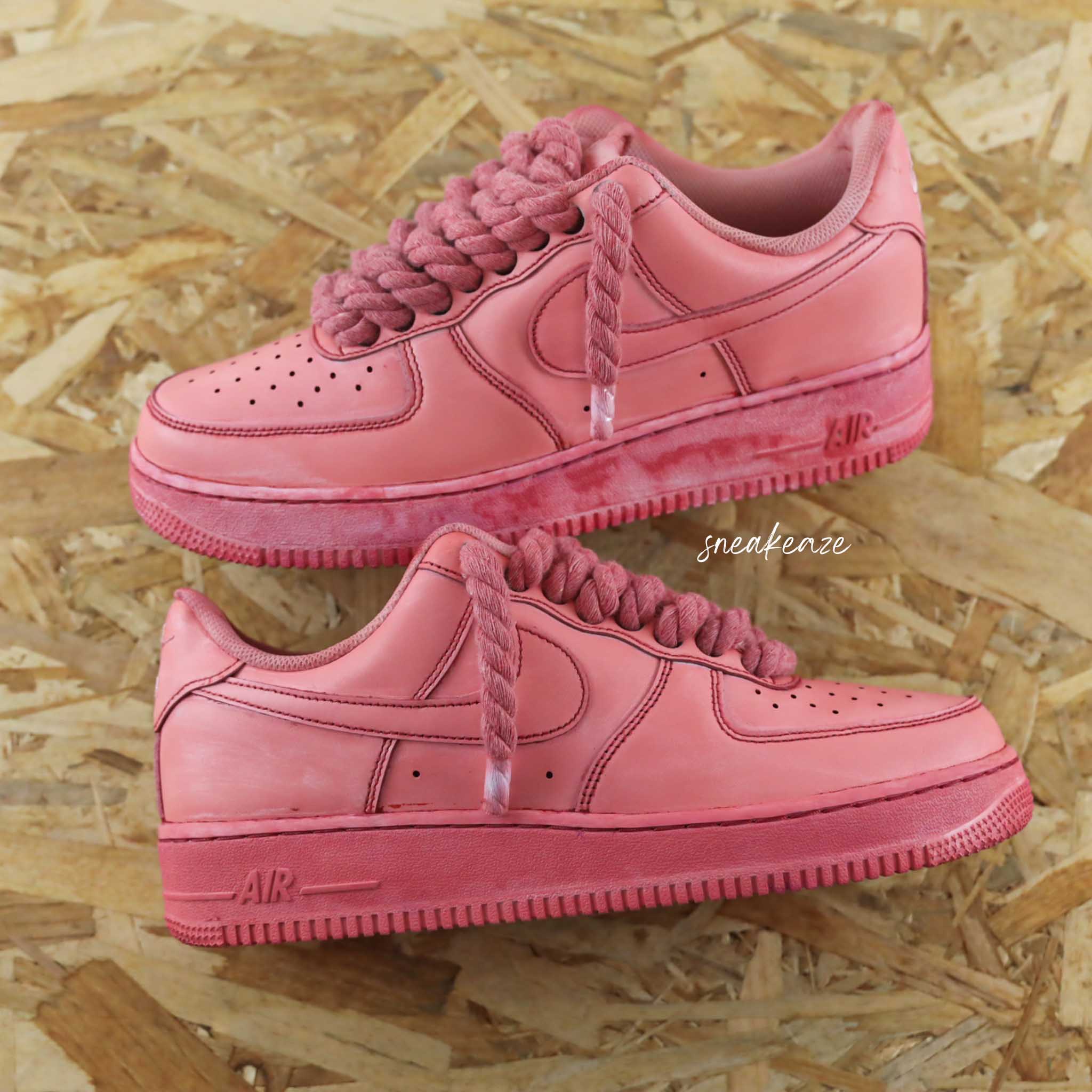 Custom Air Force 1 Pink Braided Laces