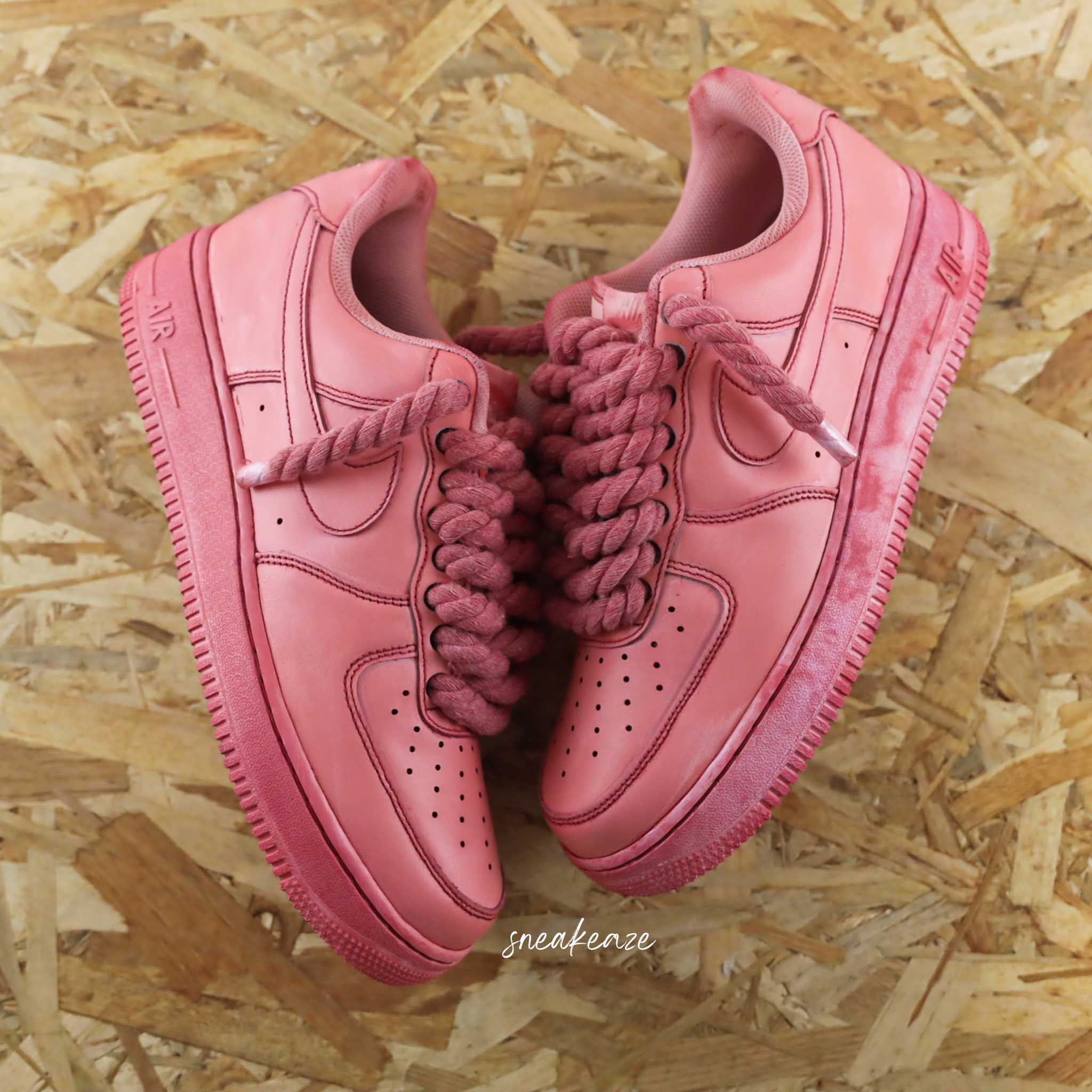 Custom Air Force 1 Pink Braided Laces