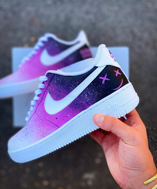 Custom Air Force 1 Purple Pink Gradient Glitter