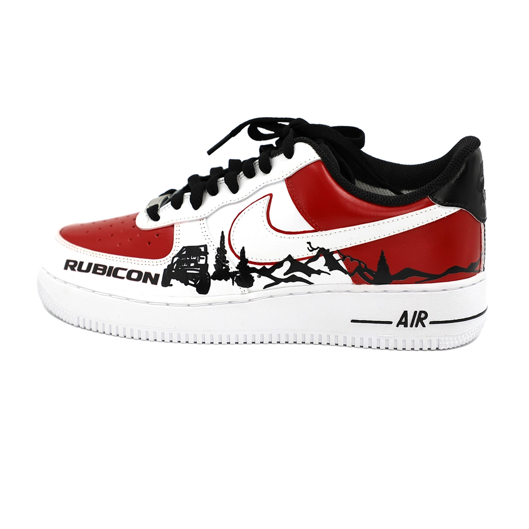 Custom Air Force 1 Red White With Rubicon Graphic