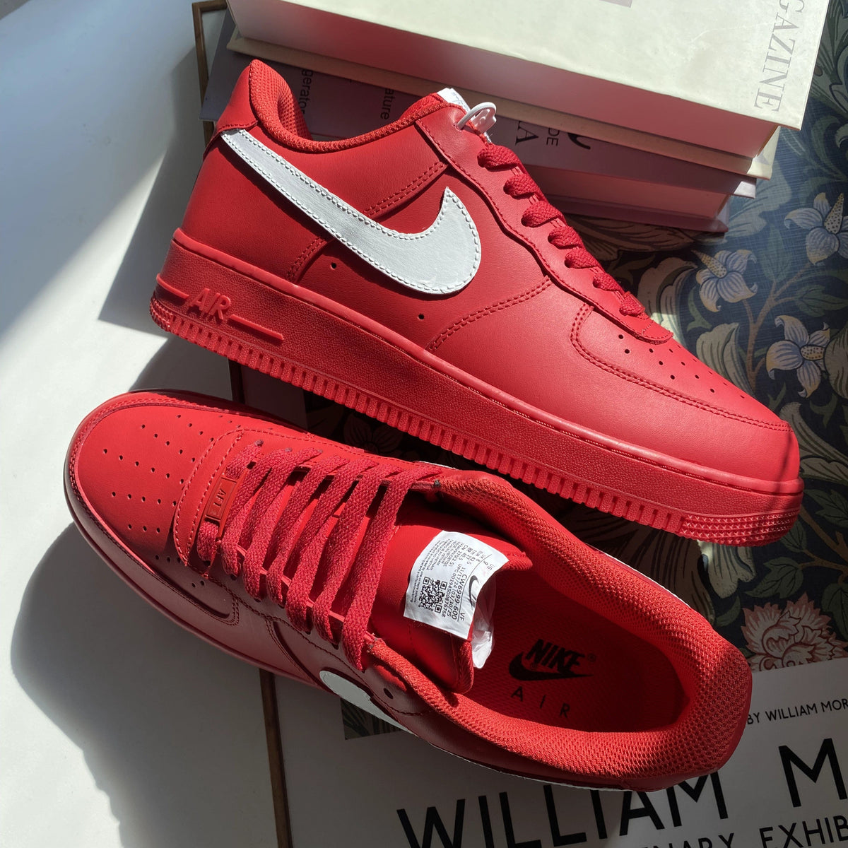 Custom Air Force 1 Red With White Swoosh – Unite Custom