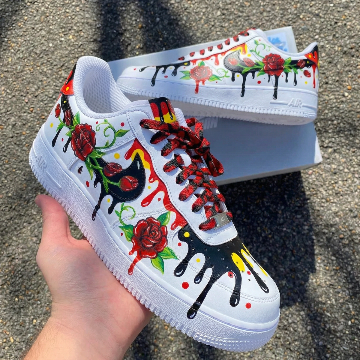 Custom Air Force 1 Rose Drip Red Black – Unite Custom