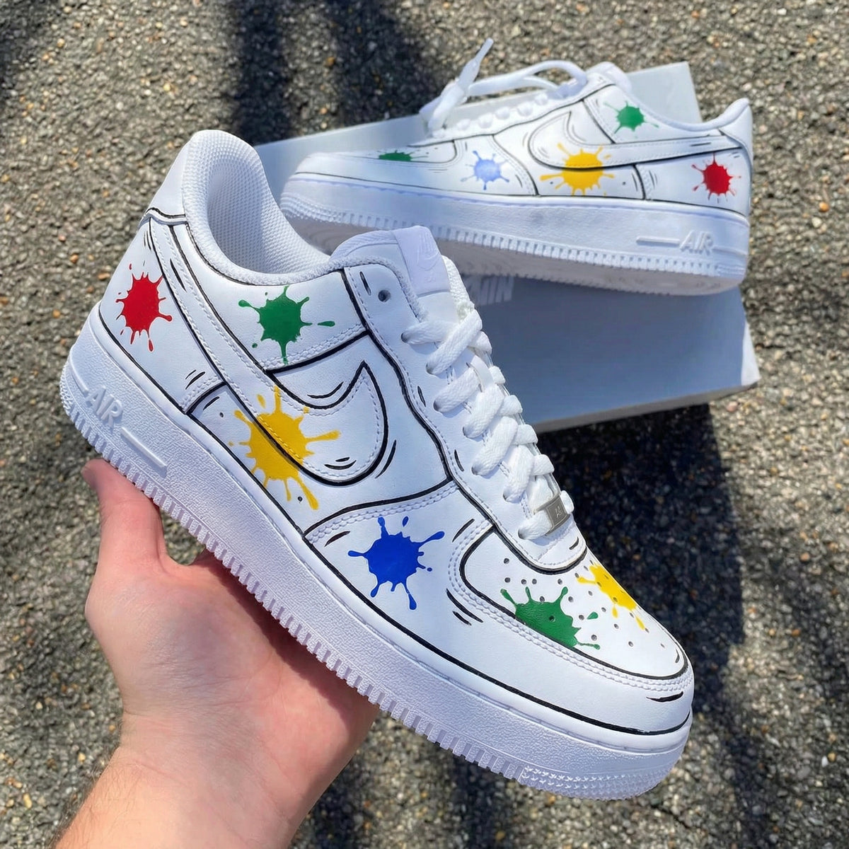 Custom Air Force 1 Splash Pattern Red Green Yellow Blue – Unite Custom
