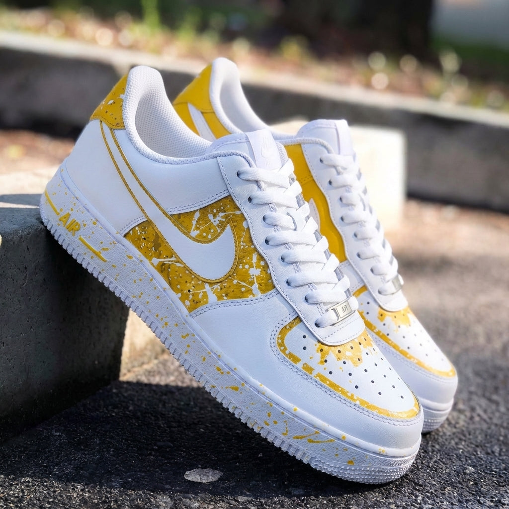 Custom Air Force 1 Splatter Yellow – Unite Custom