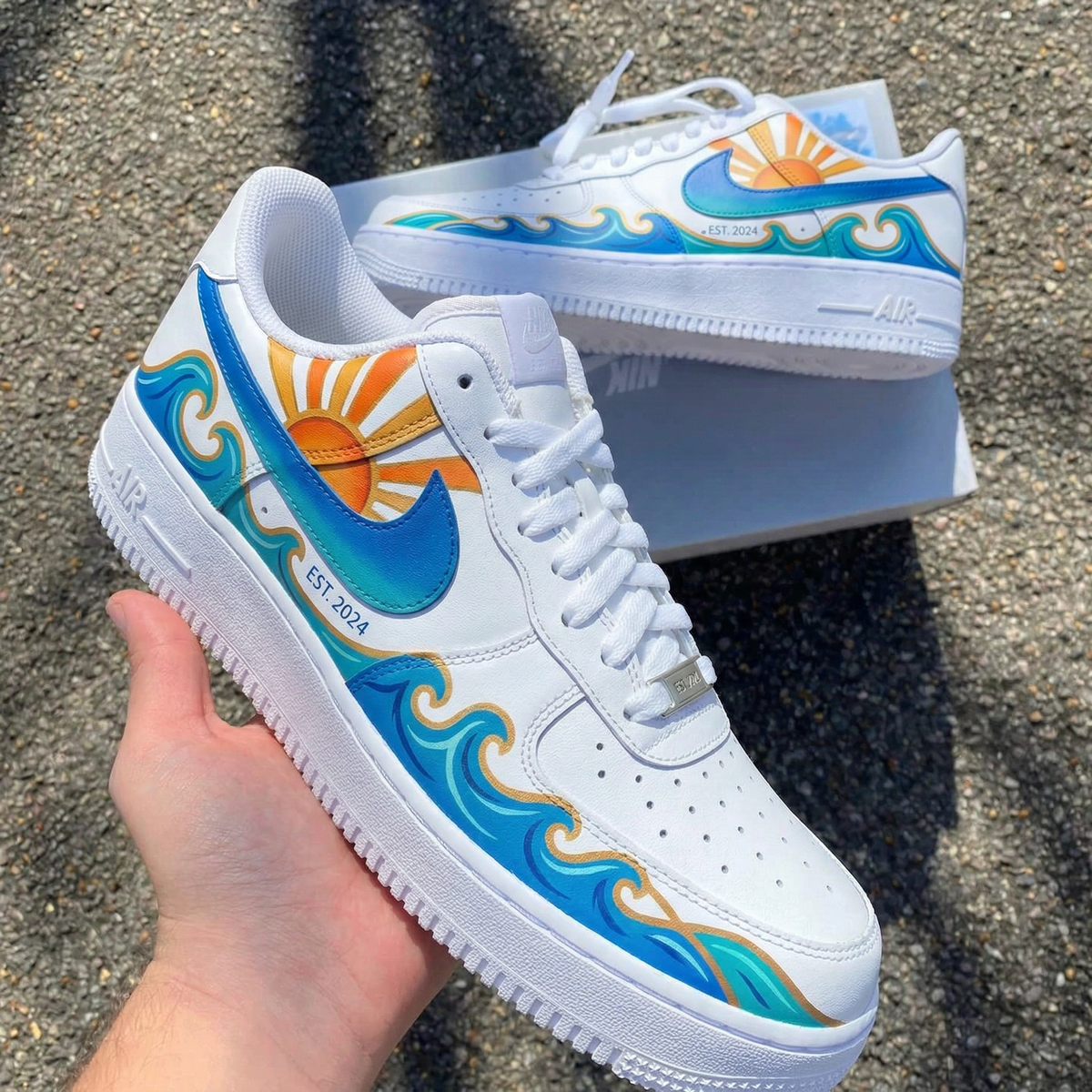 Custom Air Force 1 Sun Waves Blue Orange – Unite Custom