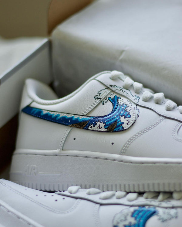 Custom Air Force 1 The Great Wave Off Kanagawa Blue – Unite Custom
