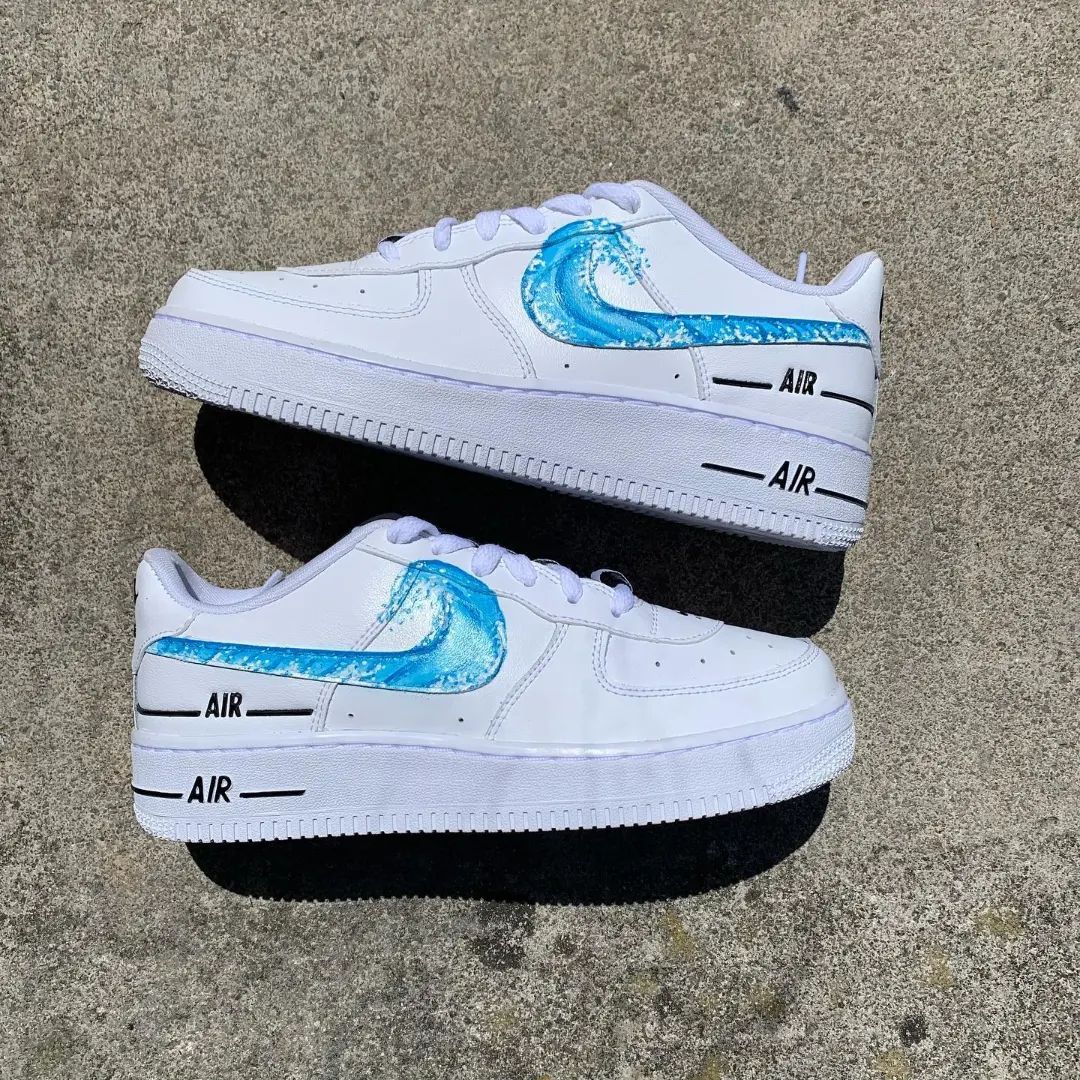 Custom Air Force 1 Wave Design Blue – Unite Custom