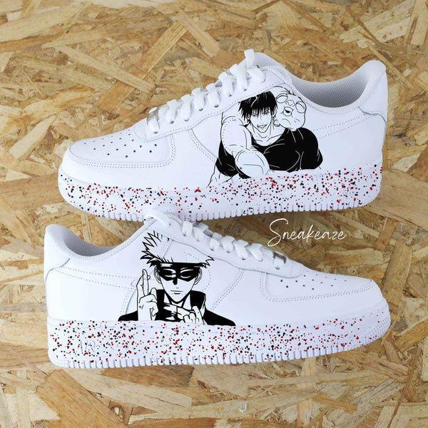 Custom Air Force 1 White Anime Characters Red Black Speckles