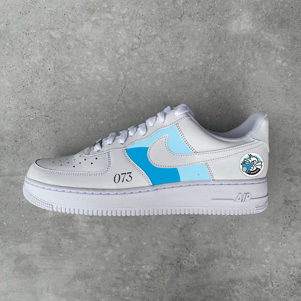 Custom Air Force 1 White Baby Blue Graphic 073 Logo
