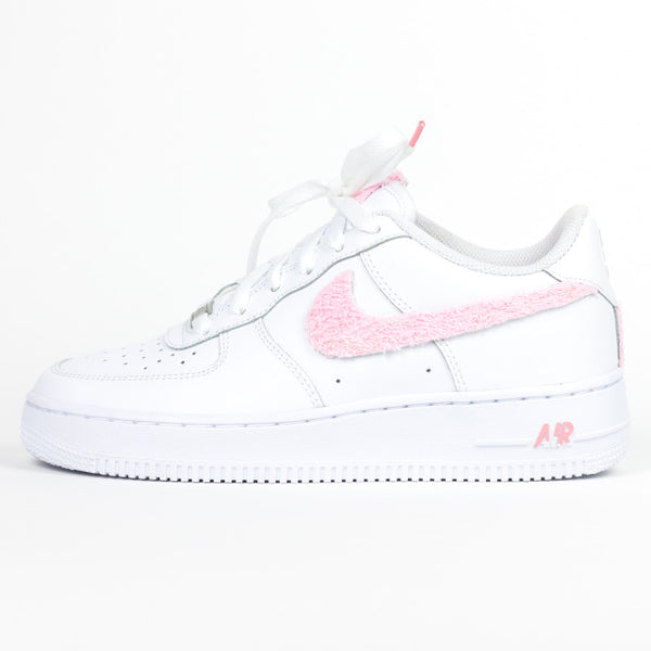 Custom Air Force 1 White Baby Pink Fuzzy Swoosh