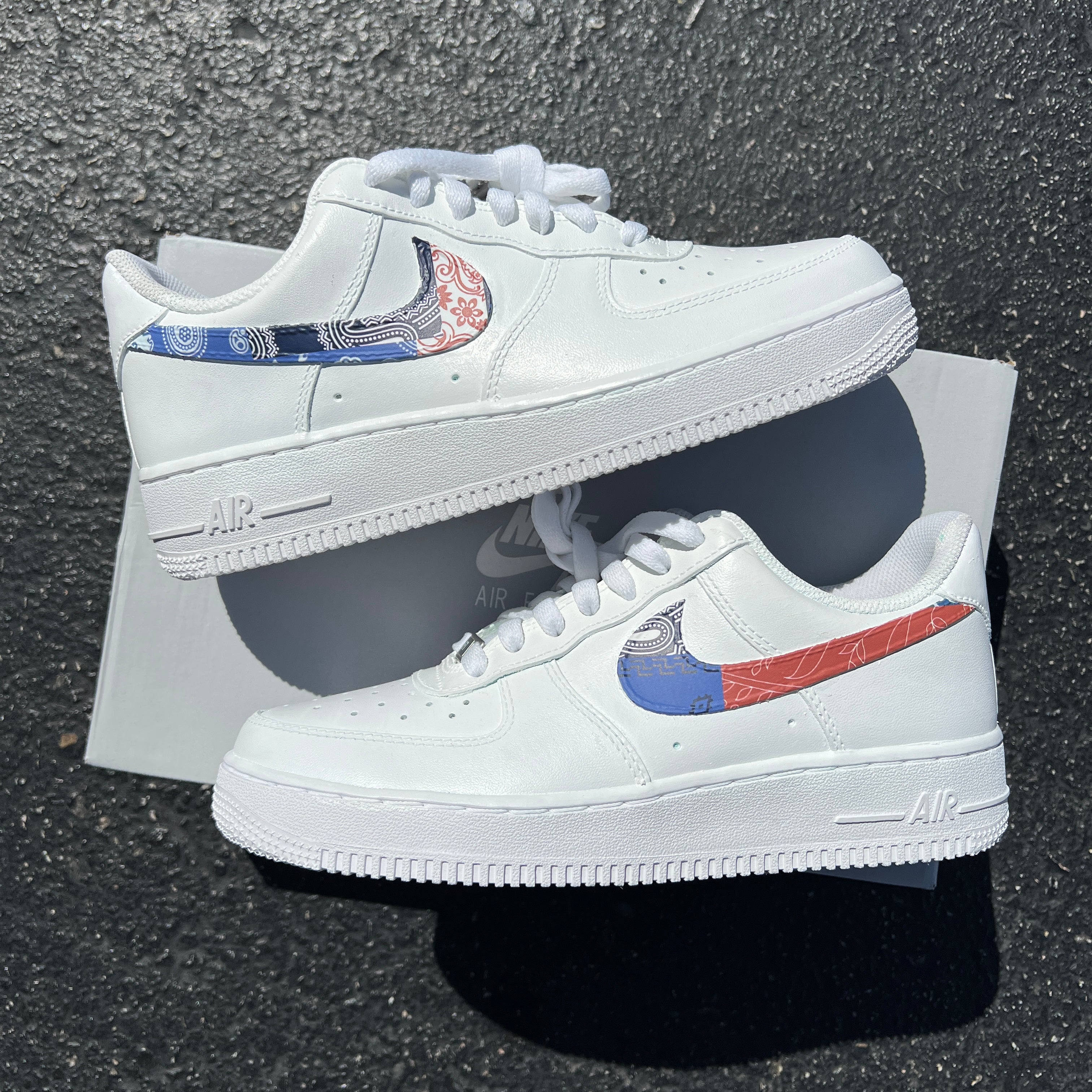 Custom Air Force 1 White BAndana Swoosh
