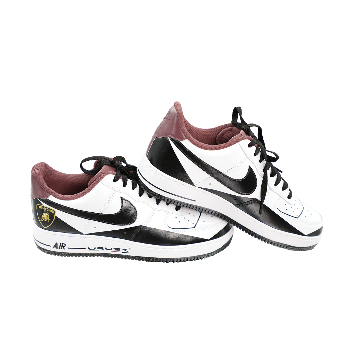 Custom Air Force 1 White Black Burgundy Lamborghini Logo