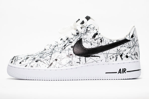 Custom Air Force 1 White Black Splatter Pattern