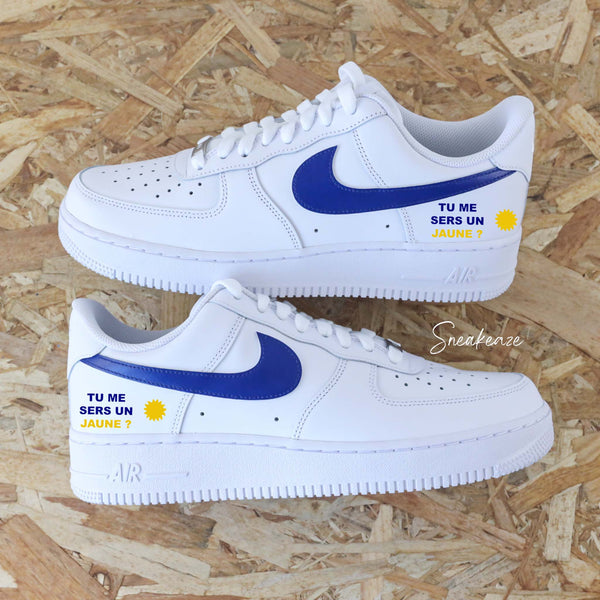 Custom Air Force 1 White Blue With Sun And Text Design