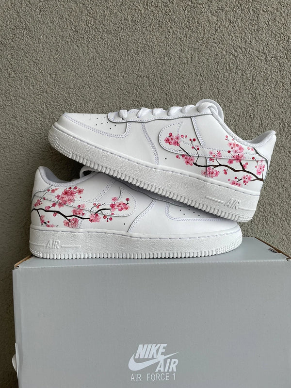 Custom Air Force 1 White Cherry Blossom Design