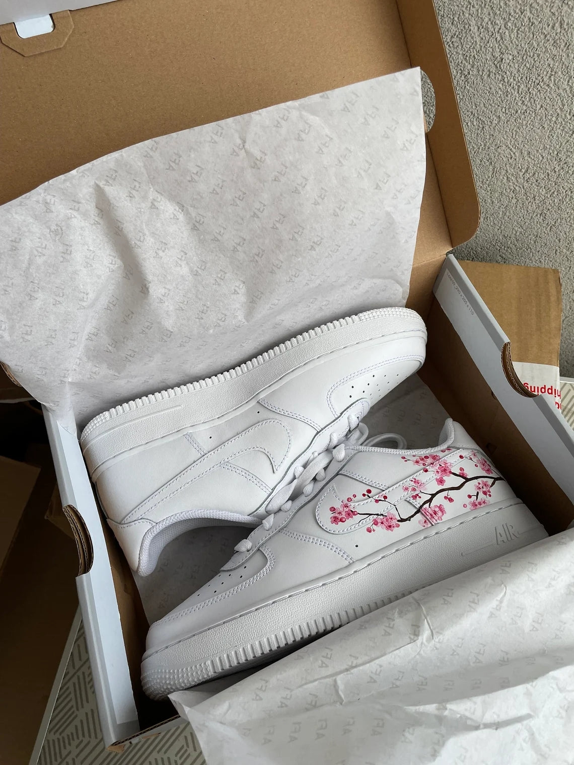 Custom Air Force 1 White Cherry Blossom Design