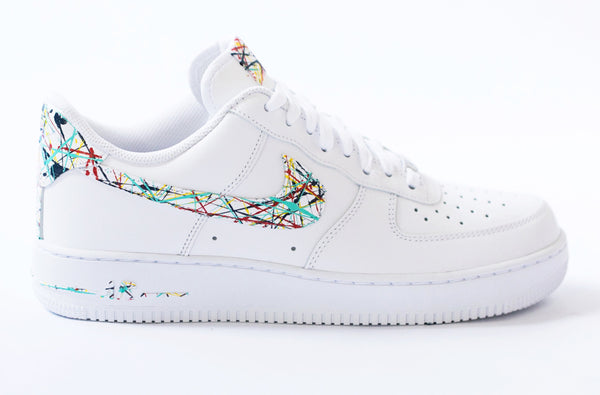 Custom Air Force 1 White Colorful Lines Splash