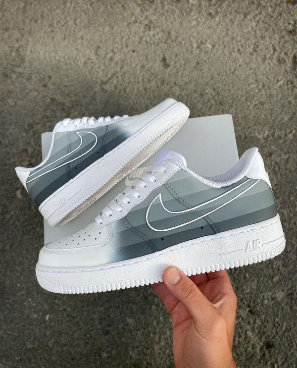 Custom Air Force 1 White Grey Stripes
