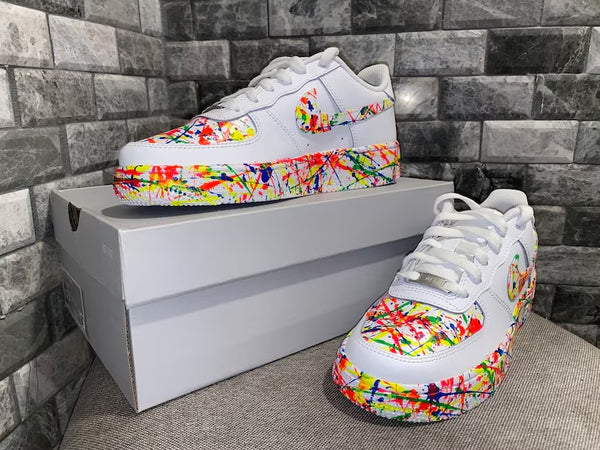 Custom Air Force 1 White Multicolor Splatter Pattern
