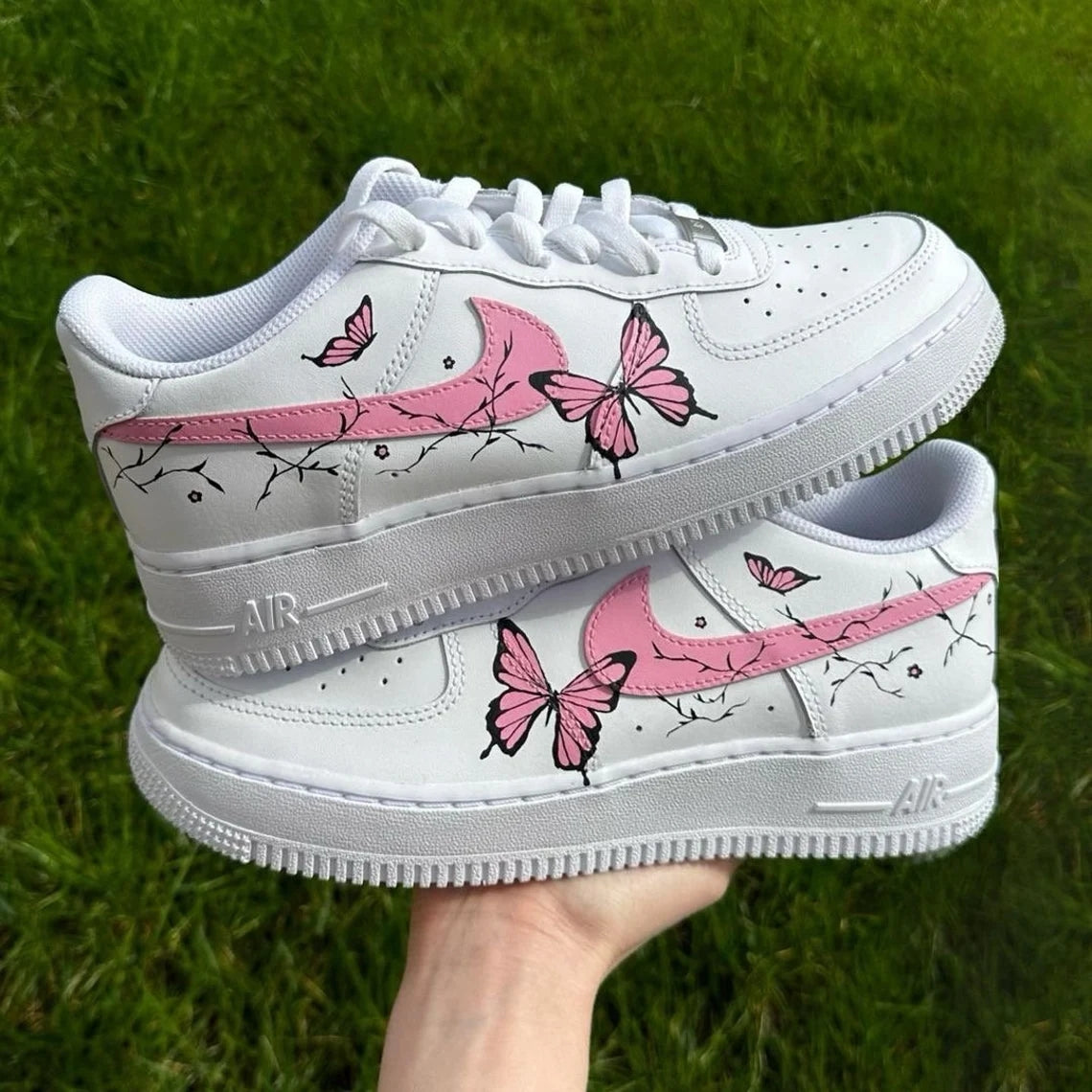 Custom Air Force 1 White Pink Butterflies