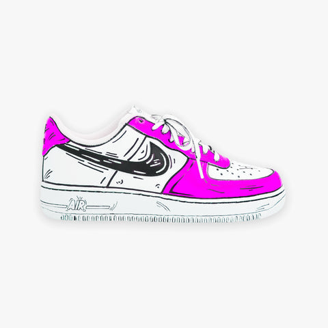 Custom Air Force 1 White Pink Cartoon Design