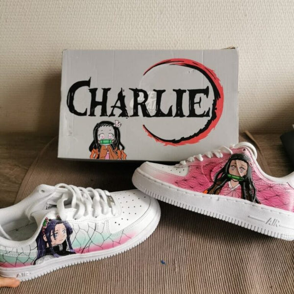 Custom Air Force 1 White Pink Demon Slayer Character Design