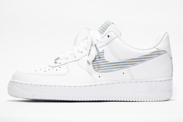 Custom Air Force 1 White Striped Swoosh