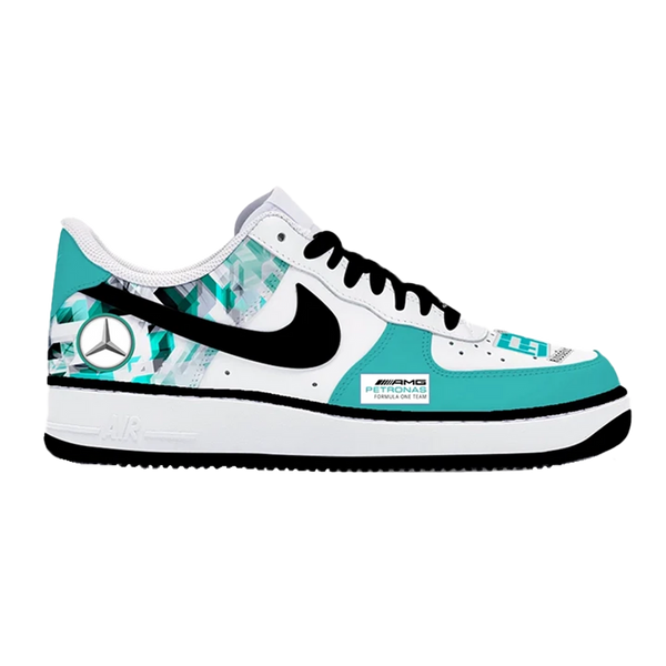 Custom Air Force 1 White Teal Mercedes Design
