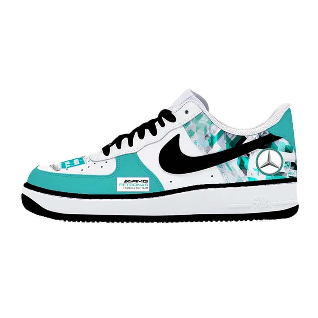 Custom Air Force 1 White Teal Mercedes Design