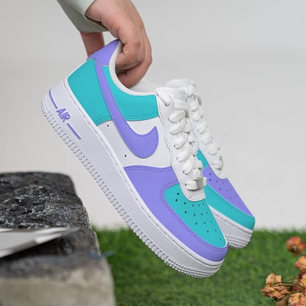 Custom Air Force 1 White Turquoise Purple