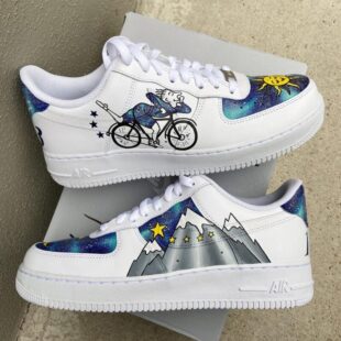 Custom Air Force 1 White With Bicycle Mountain And Star Patterns